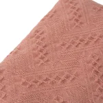 Glitzhome Coral Pink Grid Cotton Woven Throw Blanket with Tassel Trim thumbnail 2