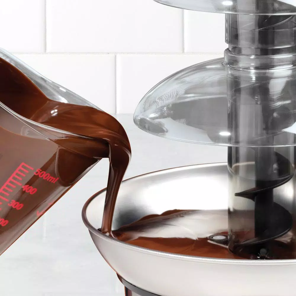 Nostalgia 4-Tier Chocolate Fondue Fountain with Stainless Steel Base, 2 lb. Capacity