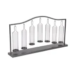 LITTON LANE 19 in. Metallic Black Iron and Clear Glass 7-Light Votive Candle Holder thumbnail 2