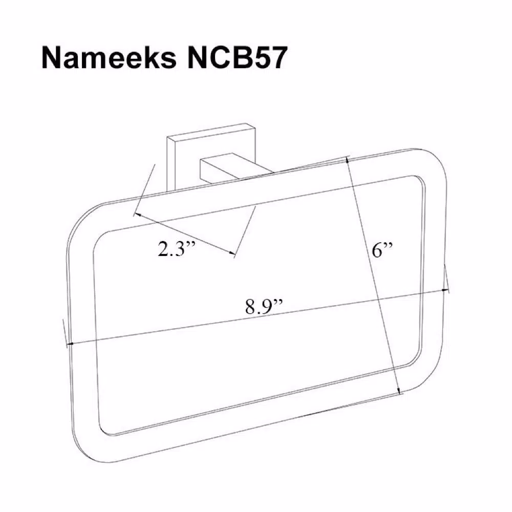 Nameeks General Hotel Wall Mounted Rectangle Towel Ring, Black