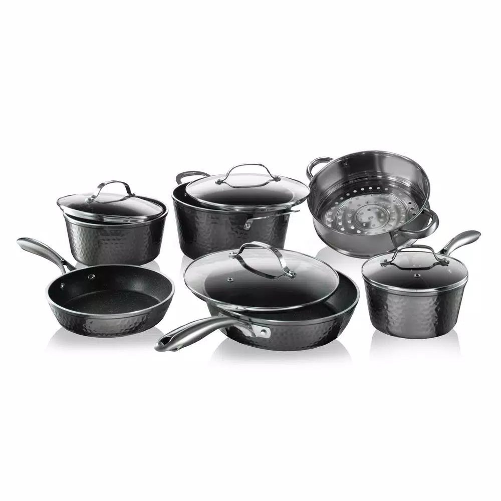 Granitestone 15-Piece Aluminum Hammered Non-Stick Diamond Infused Cookware and Bakeware Set