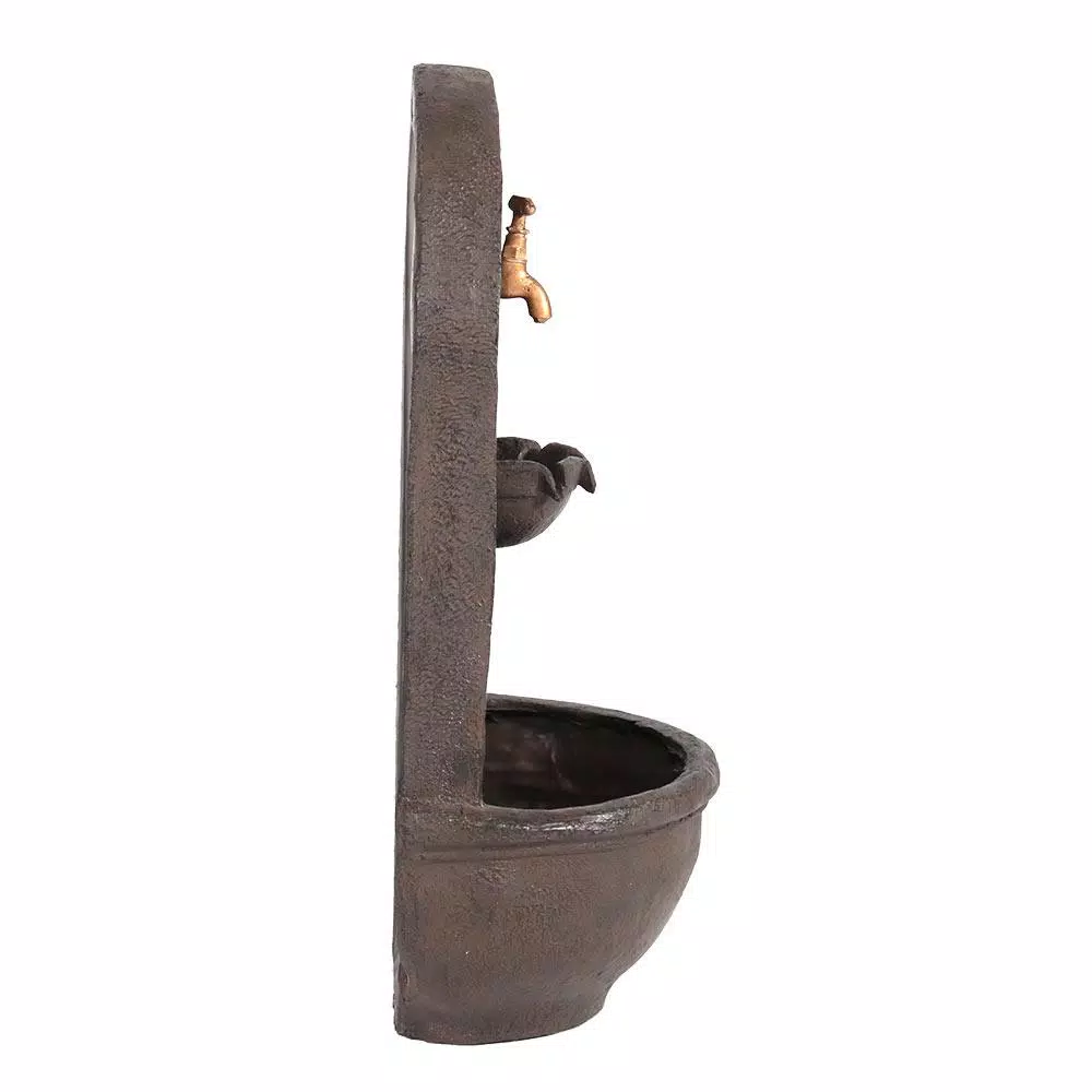 Sunnydaze Decor Messina Solar Powered Outdoor Wall Fountain, Iron Finish Resin Water Feature