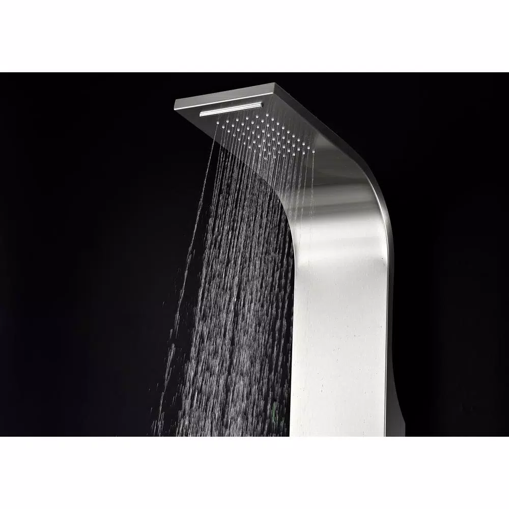 ANZZI Anchorage 60 in. 2-Jet Full Body Shower Panel System with Heavy Rain Head & Spray Wand, Brushed Steel