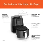 Ninja 4 Qt. Air Fryer, Black and Gray Electric Countertop Fryer with Recipe Book thumbnail 3