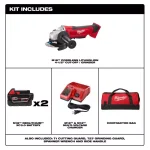 Milwaukee M18 4-1/2 in. Cordless Cut-Off Grinder Kit with (2) 3.0 Ah Batteries, Charger, and Tool Bag thumbnail 2