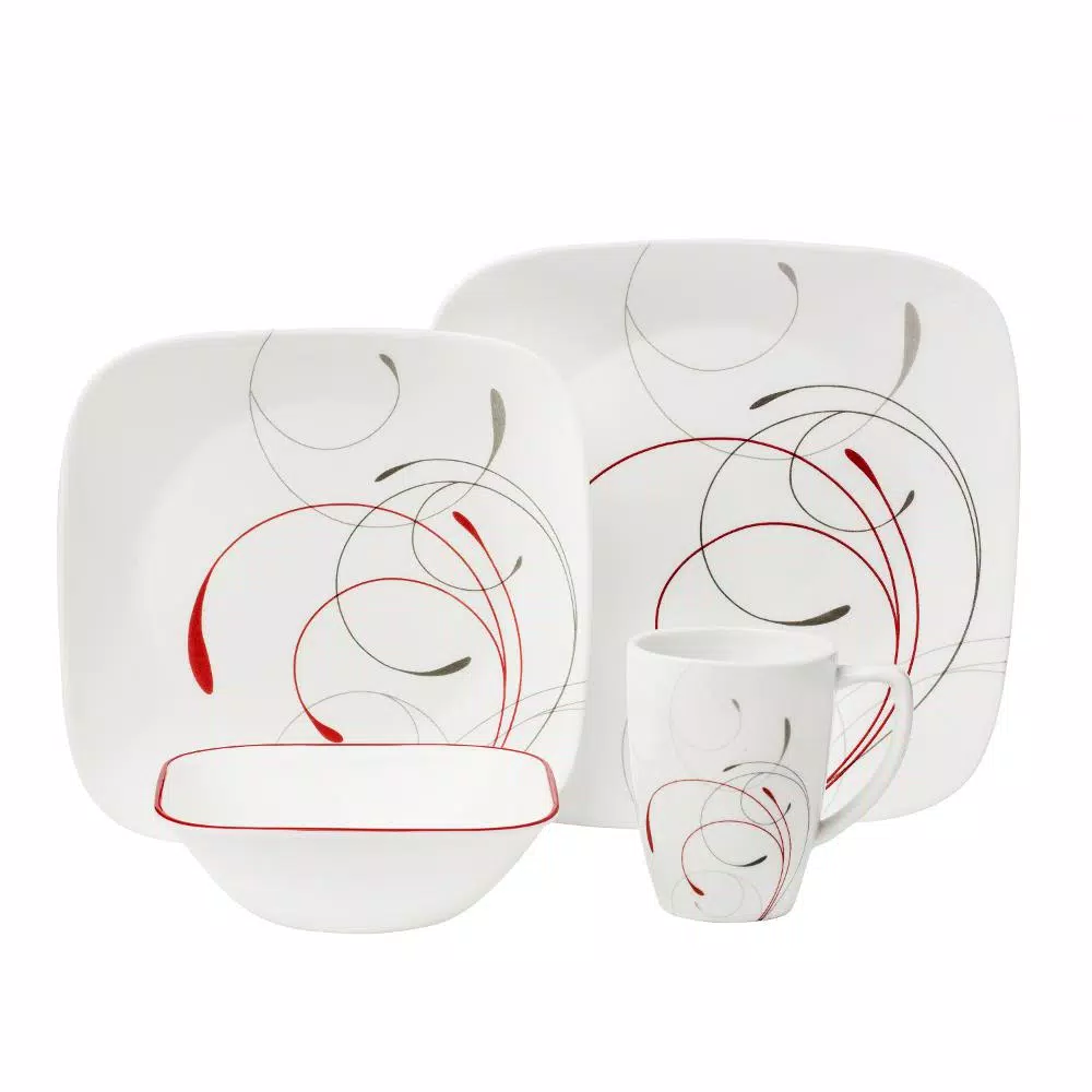 Corelle Square 16-Piece Splendor Glass Dinnerware Set, Service for 4