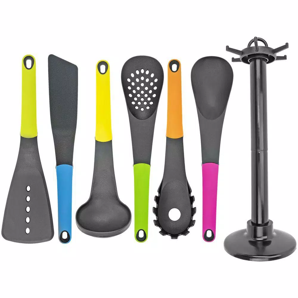 Southern Homewares 7-Piece Colorful Kitchen Utensil Set with Storage Holder
