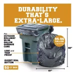 Plasticplace 95-96 Gallon Black Gusset Seal Trash Bags, 2.0 mil Thickness, 61 x 68 in, 50 Count Case thumbnail 2