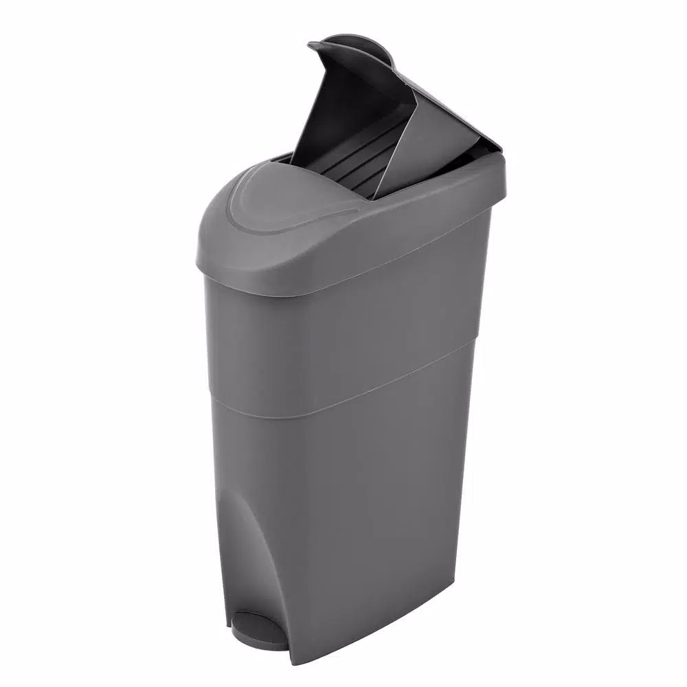 Alpine Industries 19 qt. Gray Step-On Waste Basket & Sanitary Napkin Receptacle