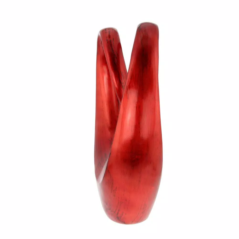 LITTON LANE 20 in. Red Polystone Abstract Infinity Sculpture - Modern Decorative Statuary
