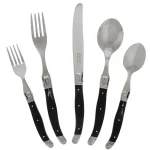 French Home Laguiole 20-Piece Stainless Steel Flatware Set with Black Faux Marble Handles, Service for 4 thumbnail 1