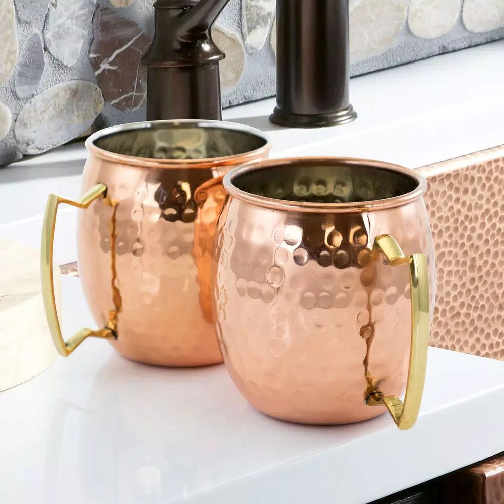 Gibson Elite 18 oz. Hammered Brass Copper Mule Mugs, 8-Piece Set