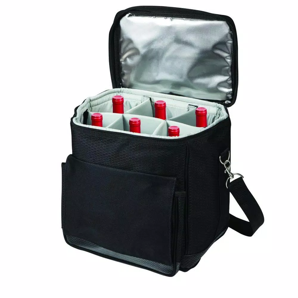 Picnic Time Cellar 6-Bottle Wine Tote and Insulated Rolling Cooler with Trolley