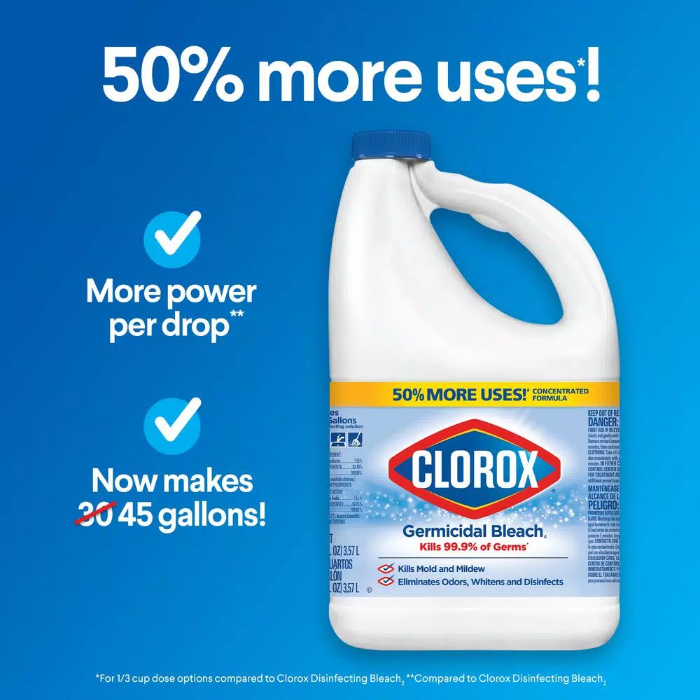 Clorox Germicidal Liquid Bleach Cleaner, 121 oz Concentrated Disinfectant