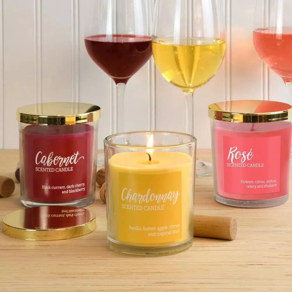 LUMABASE Wine Collection Scented Candle Set - 3 Pack Luxury Fragrance Jars