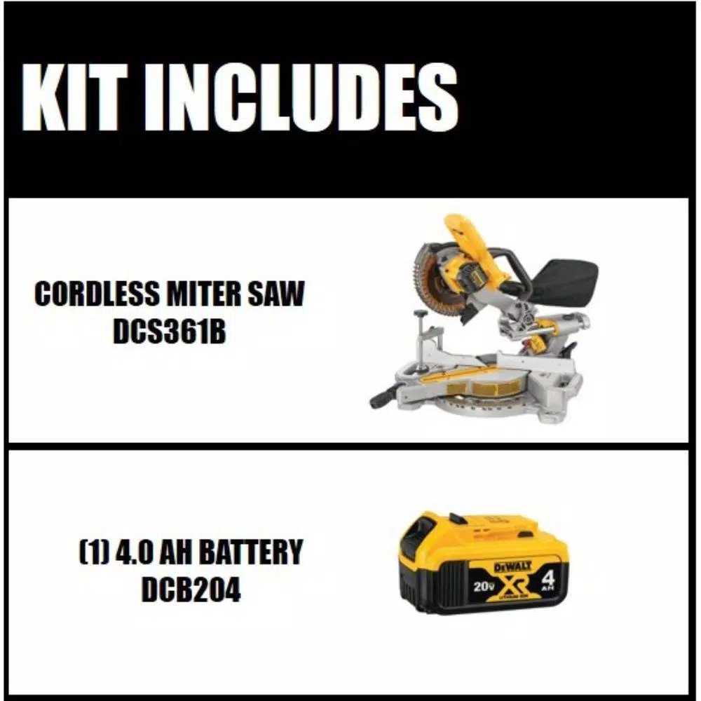 DEWALT 20V MAX Cordless 7-1/4 in. Sliding Compound Miter Saw Kit with 4.0Ah Battery