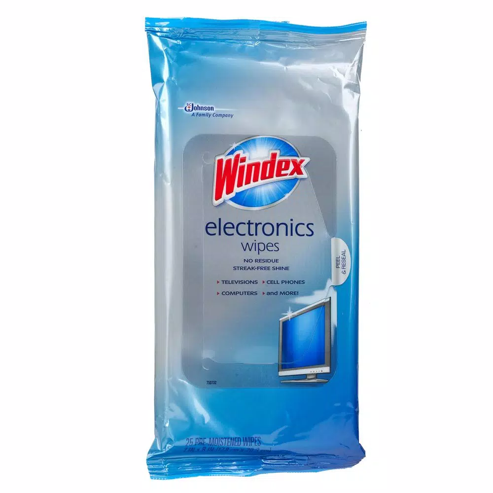 Windex Electronics Wipes, Streak-Free Shine, 25 Count (Case of 12)