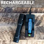 LUXPRO Pro Series 1000 Lumens LED Tactical Rechargeable Flashlight with TackGrip thumbnail 4