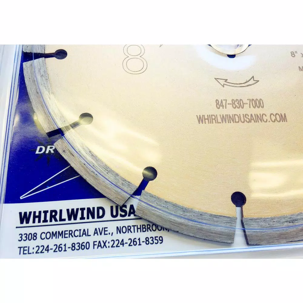 Whirlwind USA 8 in. Segmented Diamond Saw Blade for Concrete, Stone, Brick, and Masonry