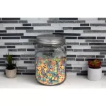 Unbranded 122 oz. Large Clear Glass Mason Canister Jar with Brushed Stainless Steel Lid thumbnail 4
