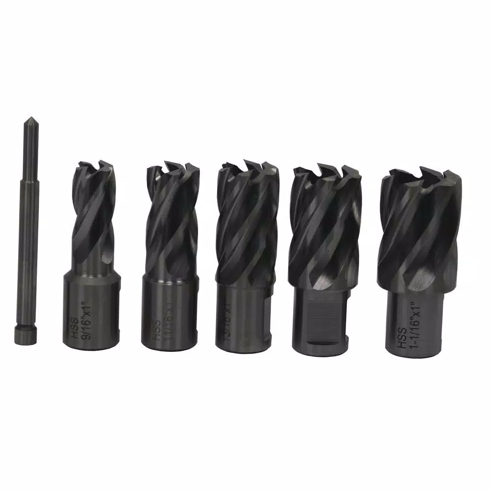 Drill America 5-Piece High Speed Steel Annular Cutter Set with 1 in. Cut and 3/4 in. Weldon Shank
