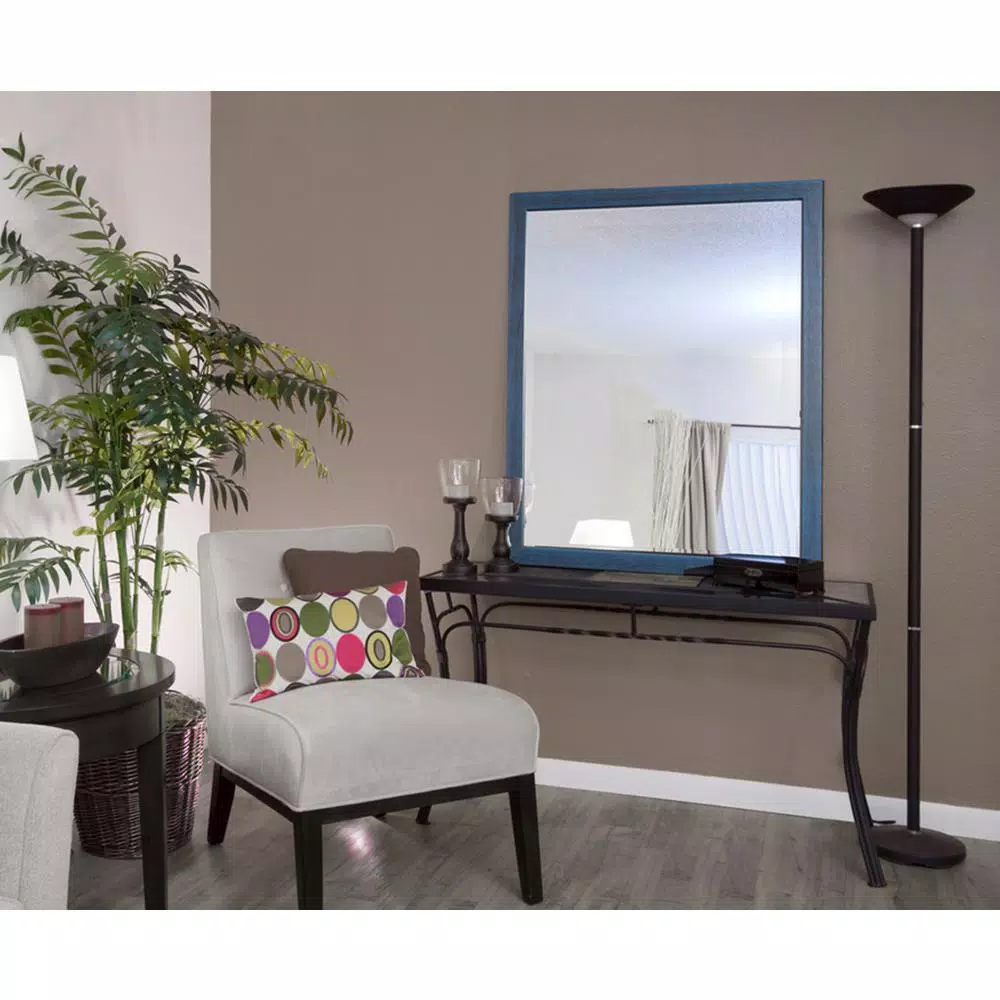 Alpine Art & Mirror Harbour Weathered Blue Beveled Glass Accent Mirror, 33 x 33 in.