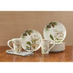 Park Designs Wintertime Multicolor Ceramic Salad Plate Set, Assorted Hydrangea and Magnolia Designs (Set of 4) thumbnail 4