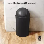 Umbra Grand 10.25 Gallon Plastic Waste Basket with Swing-Top Lid, Black thumbnail 6