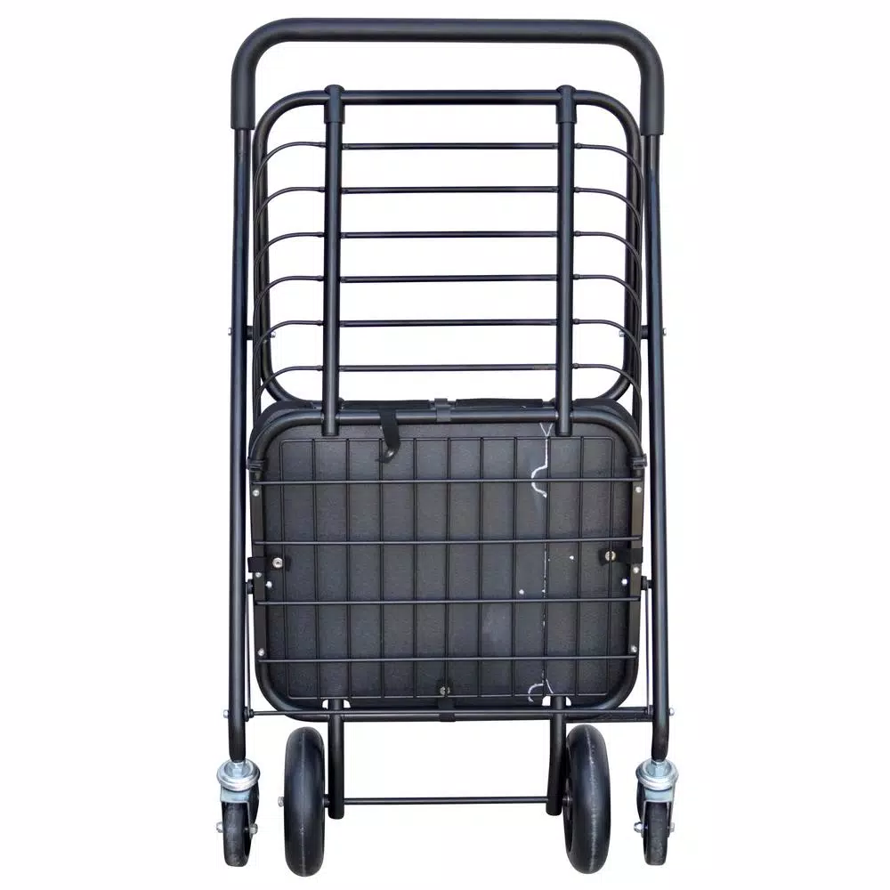Milwaukee Heavy-Duty Steel Shopping Cart with Accessory Basket, Black