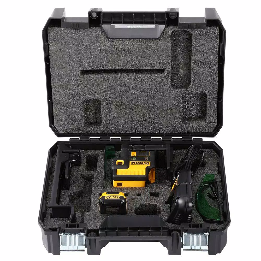 DEWALT 12V MAX Green 5-Spot Self-Leveling Laser Level Kit with 2Ah Battery, Charger & TSTAK Case
