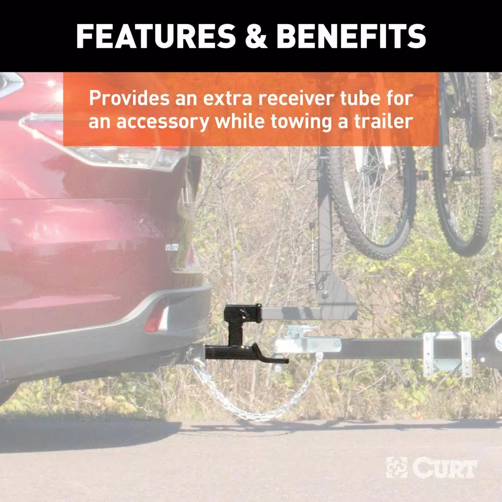 CURT Multi-Use 2" Ball Mount with Extra Receiver Tube, 7,500 lbs. Capacity, 5-13/16" Rise, Gloss Black