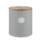 Typhoon Living Gray Cookie Tin with Sustainable Bamboo Lid - 114 oz Carbon Steel Cookie Jar thumbnail 3