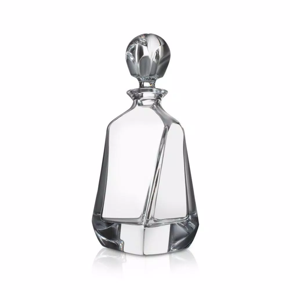 JoyJolt Aurora Crystal Whiskey Decanter, 25.3 oz Square Glass Decanter with Stopper