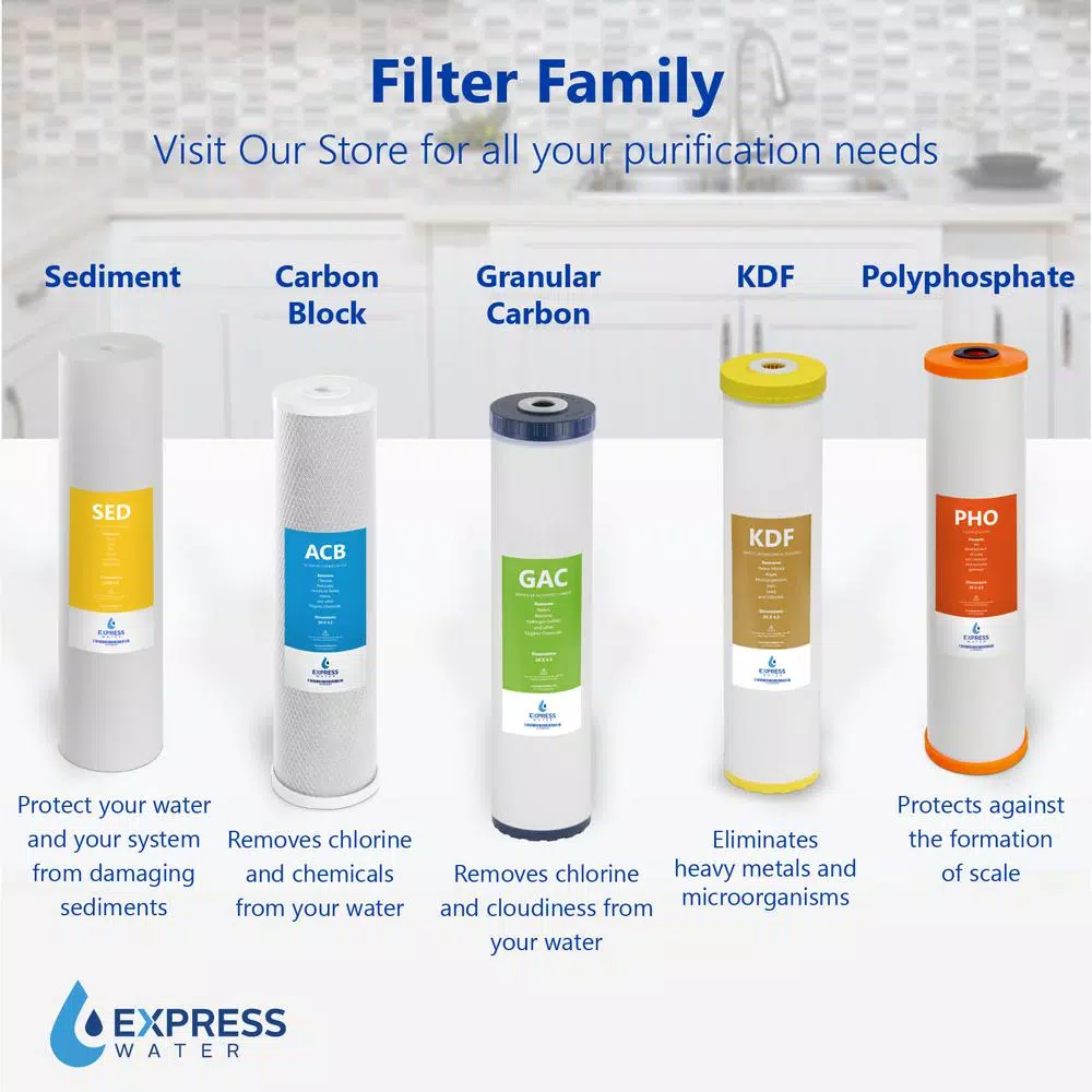 Express Water KDF Whole House Replacement Water Filter, 4.5 x 20 inch, Heavy Metal Removal