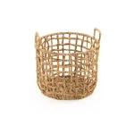 Zentique Handmade Round Water Hyacinth Wicker Basket with Handles - Medium thumbnail 1