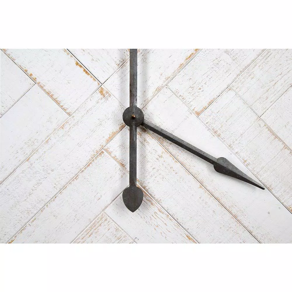 3R Studios Grey Square Wood and Metal Farmhouse Wall Clock, 36 in. Oversized Analog Quartz Clock