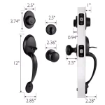 Design House Coventry Matte Black Entry Door Handleset with Cambridge Interior Knob and Single Cylinder Deadbolt thumbnail 4