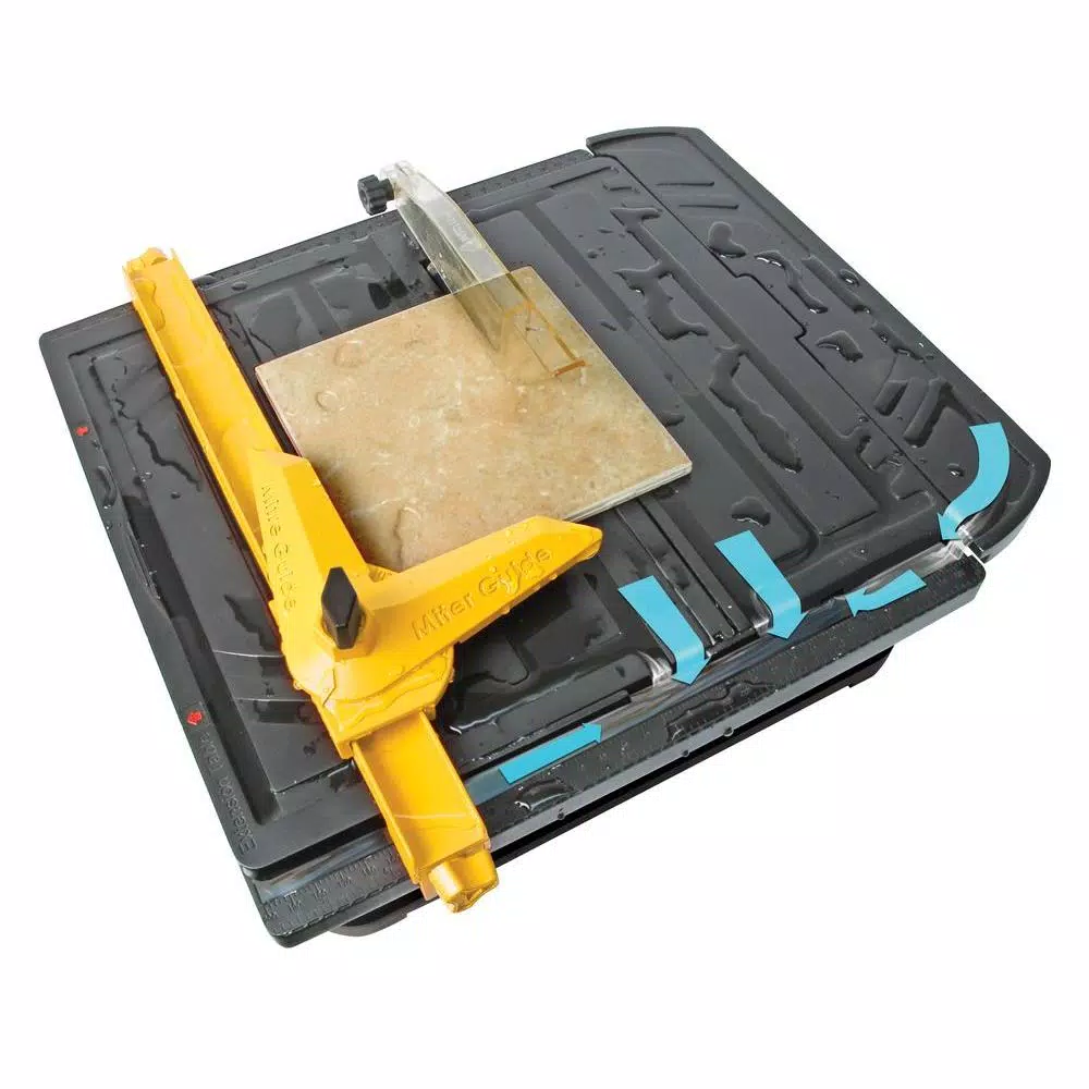 QEP 3/5 HP Wet Tile Saw with 4 in. Diamond Blade and Dual Extension Tables