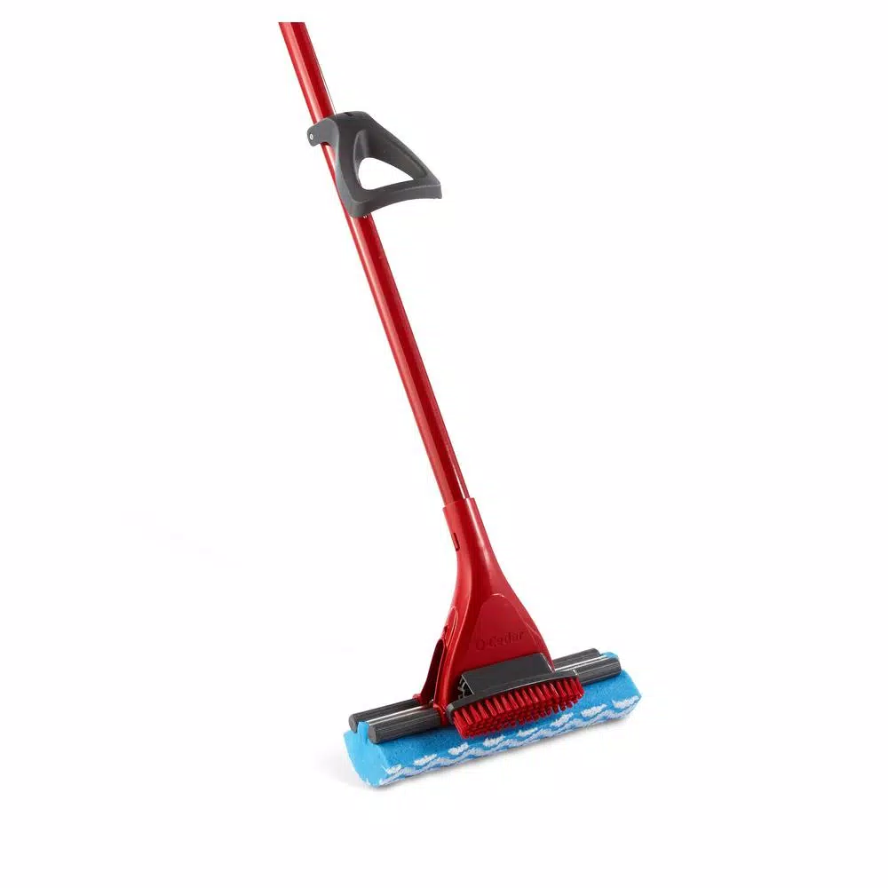 O-Cedar Microfiber Power Scrub Roller Mop with Triple-Action Sponge and Scrubbing Brush