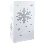 LUMABASE 11 in. Snowflake Flame Resistant Luminaria Bags, Set of 12, White with Silver Design thumbnail 1