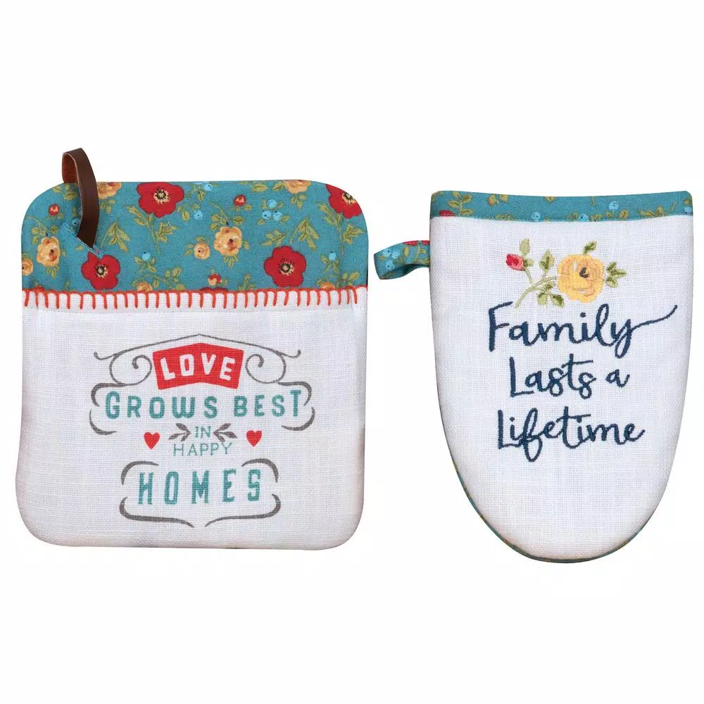 Kay Dee Lisa Audit Country Cotton Fresh Kitchen Textile Set of 4 - Floral Watercolor Design