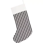 VHC Brands Emmie Farmhouse Christmas Decor 20 in. Black and White Check Cotton Patch Stocking thumbnail 2