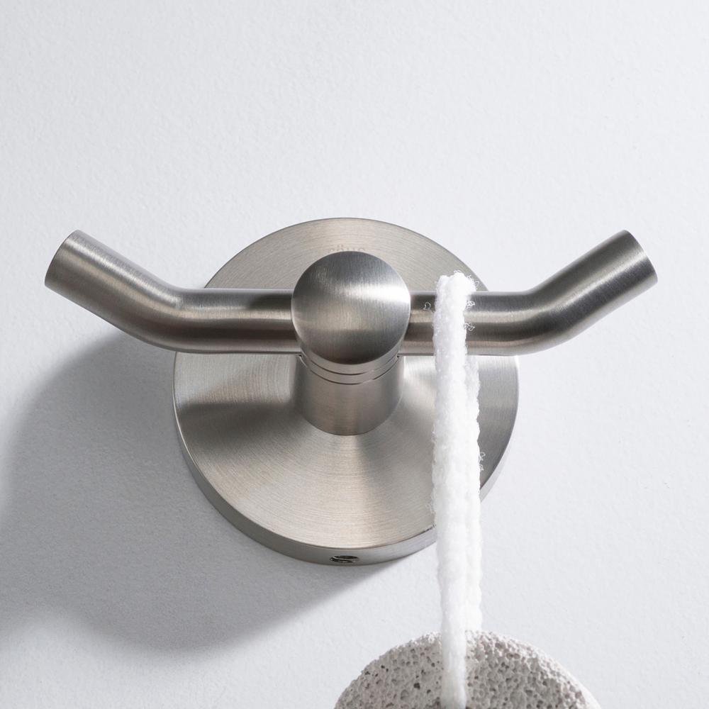 Kraus Elie Double Robe and Towel Hook, Brushed Nickel
