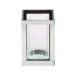 LITTON LANE 10 in. Silver Wood and Clear Glass Candle Holder, Modern Glam Candlestick thumbnail 1