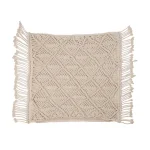 Glitzhome 18x18 Ivory Hollow-Carved Handmade Cotton Rope Pillow Cover with Tassels thumbnail 7