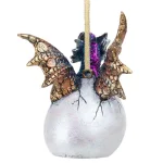 Design Toscano Hard Boiled Dragon Hatchling Holiday Ornament, 3.5 in. Resin Dragon Egg Collectible thumbnail 4