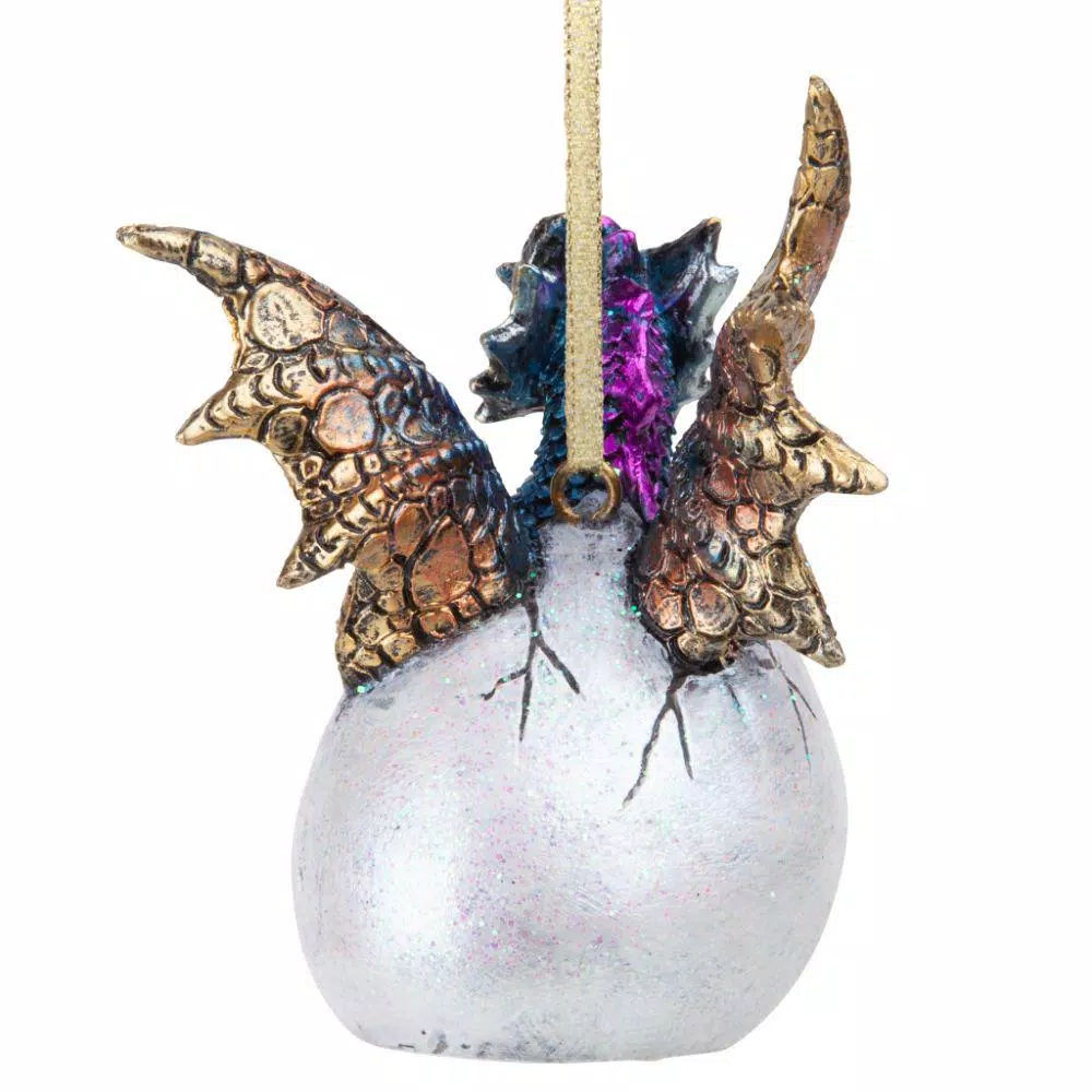 Design Toscano Hard Boiled Dragon Hatchling Holiday Ornament, 3.5 in. Resin Dragon Egg Collectible