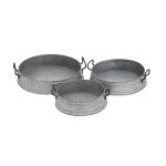 LITTON LANE Farmhouse Rustic Gray Iron Decorative Planter Trays, Set of 3 thumbnail 2