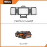 RIDGID 18V Cordless Hybrid Folding Panel Light with 1.5 Ah Lithium-Ion Battery, 2500 Lumens thumbnail 2