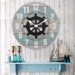 La Crosse Clock Co. 24 in. Blue Coastal Nautical Round Wall Clock thumbnail 1